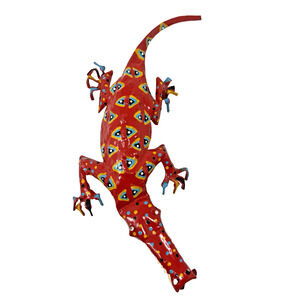 Zimbabwe Metal Crocodile Sculpture African Folk Art Handcrafted 13” Decor